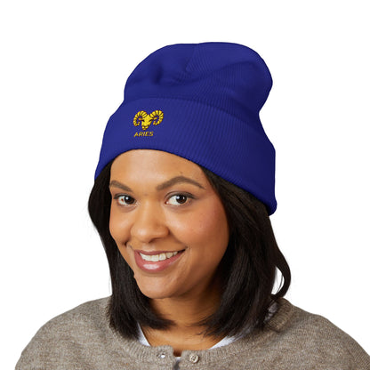 Aries Zodiac Embroidered Cuffed Beanie