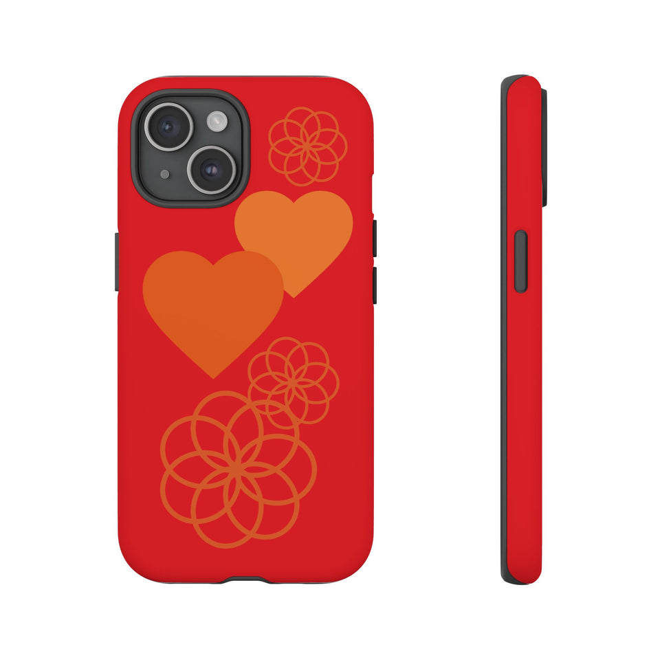 Stylish Phone Case with Floral Hearts Design, Tough Phone Cover, Unique Gift for Her, Trendy Accessories, Spring Vibe, Custom Cases