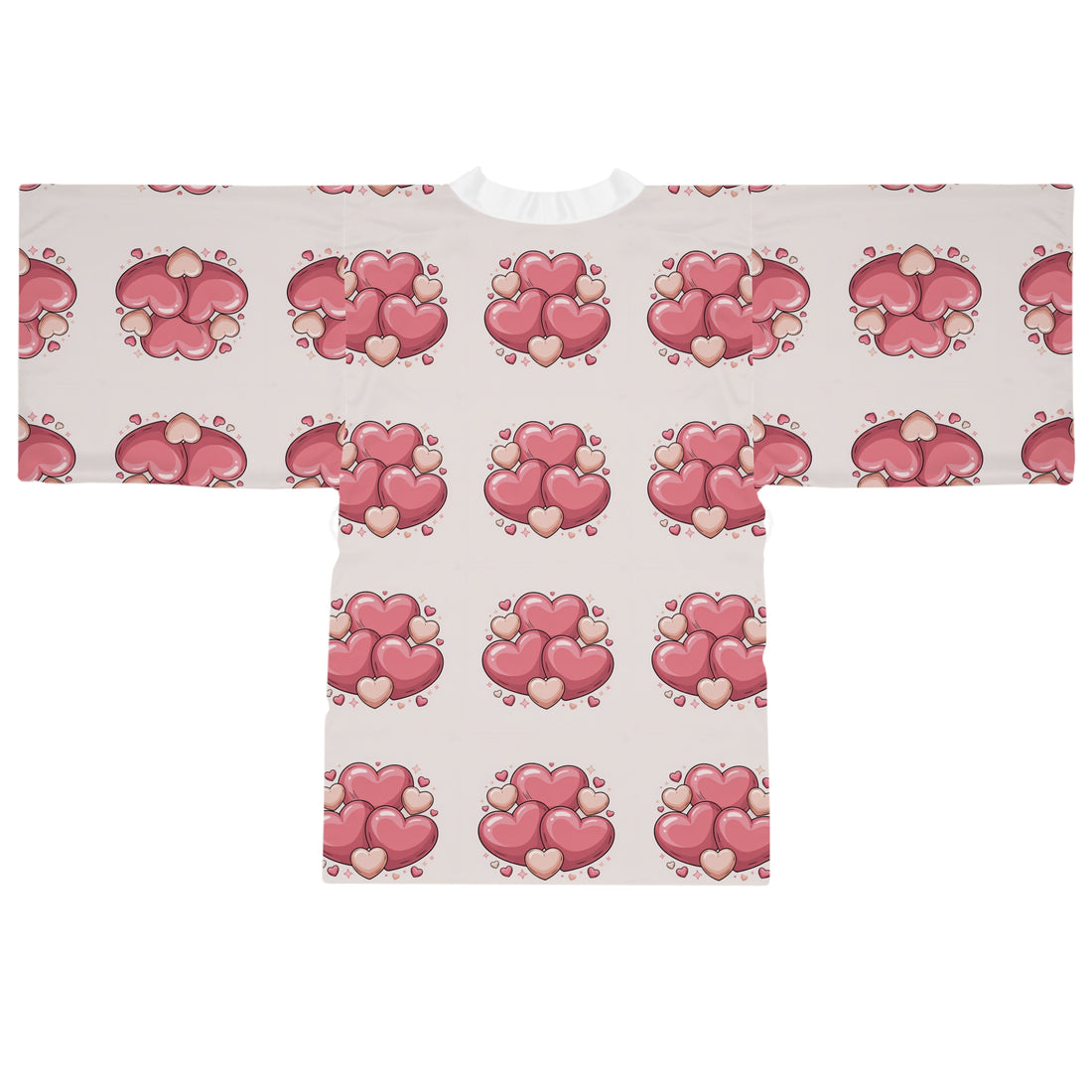Heart Cluster Kimono Robe — Pink Love All-Over Print