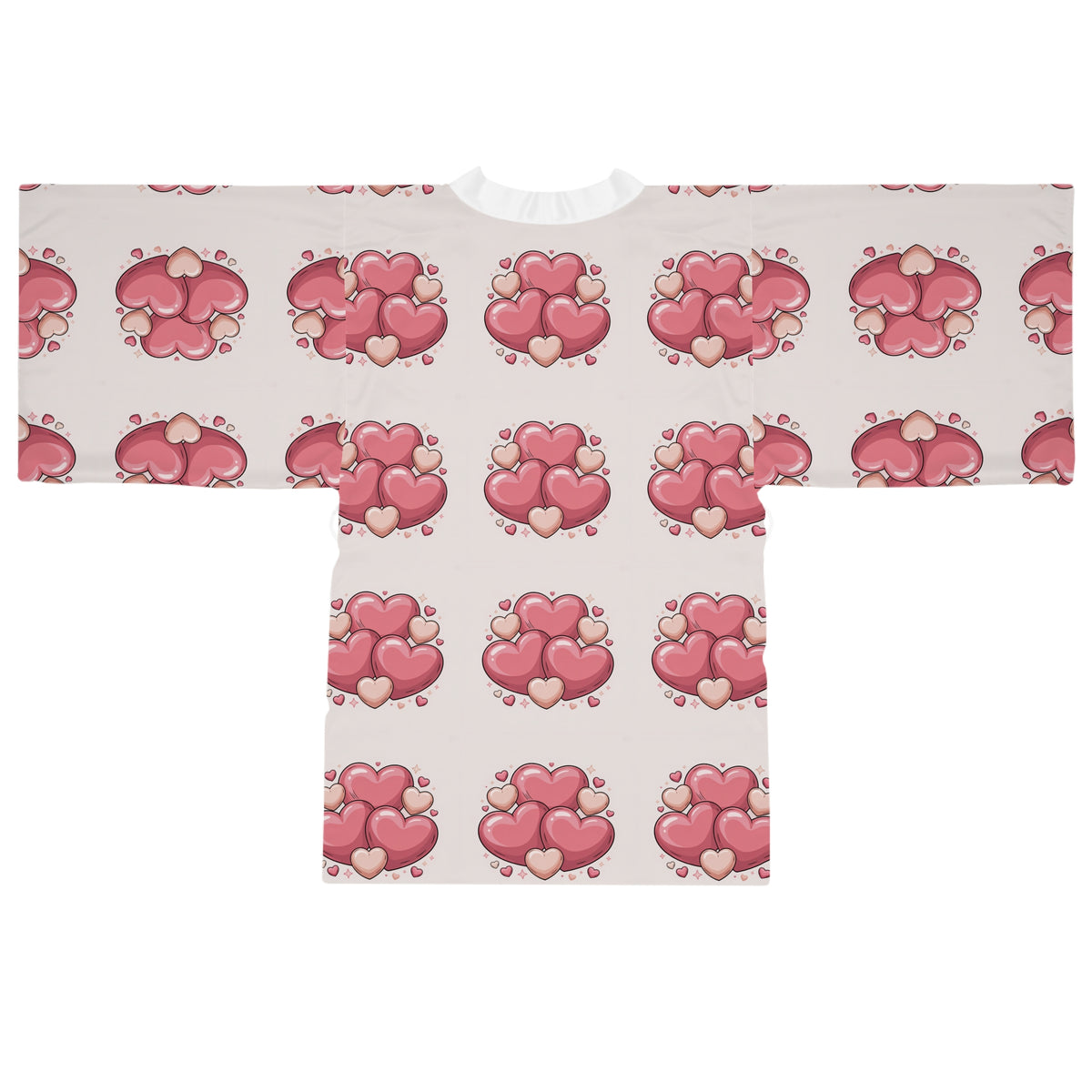 Heart Cluster Kimono Robe — Pink Love All-Over Print