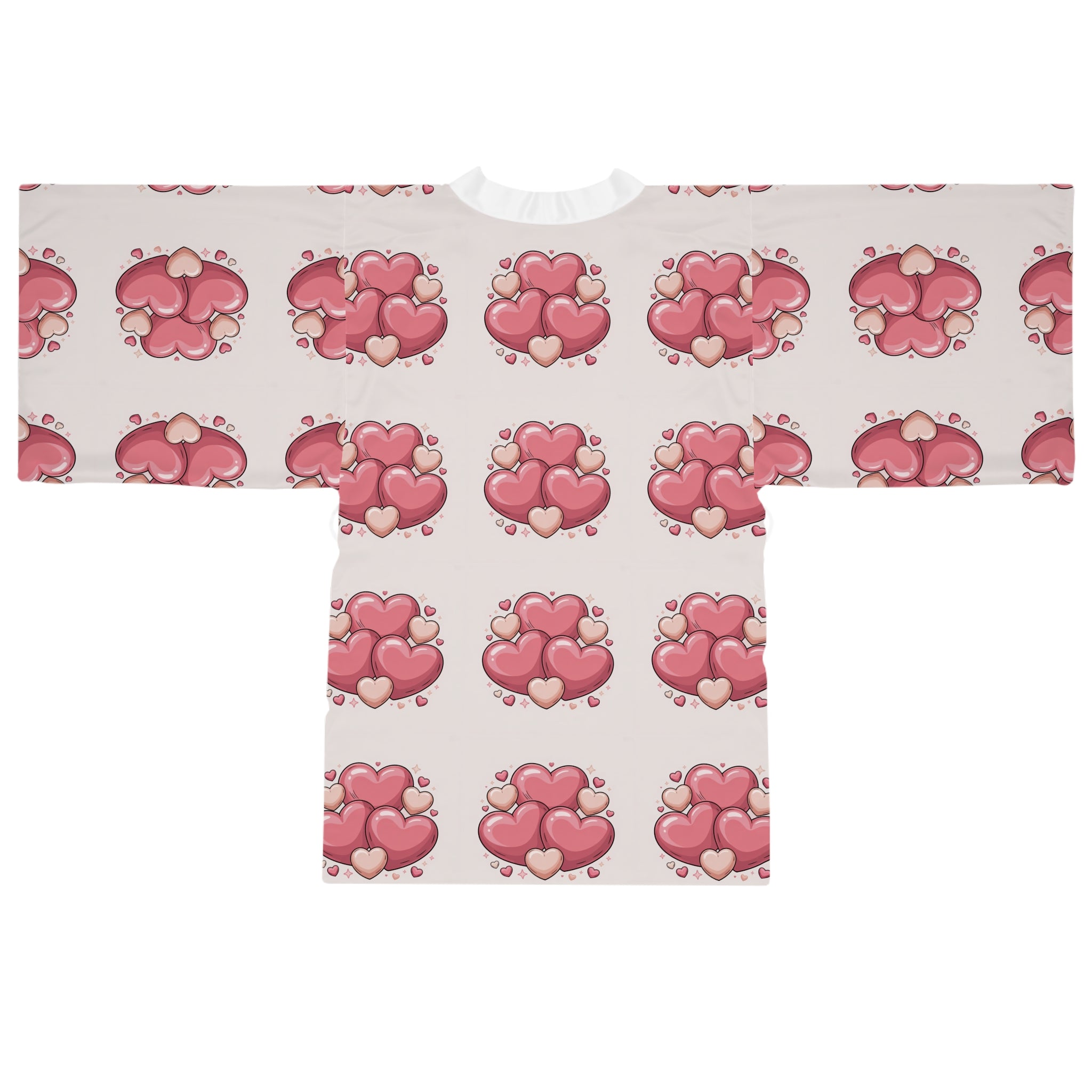 Heart Cluster Kimono Robe — Pink Love All-Over Print