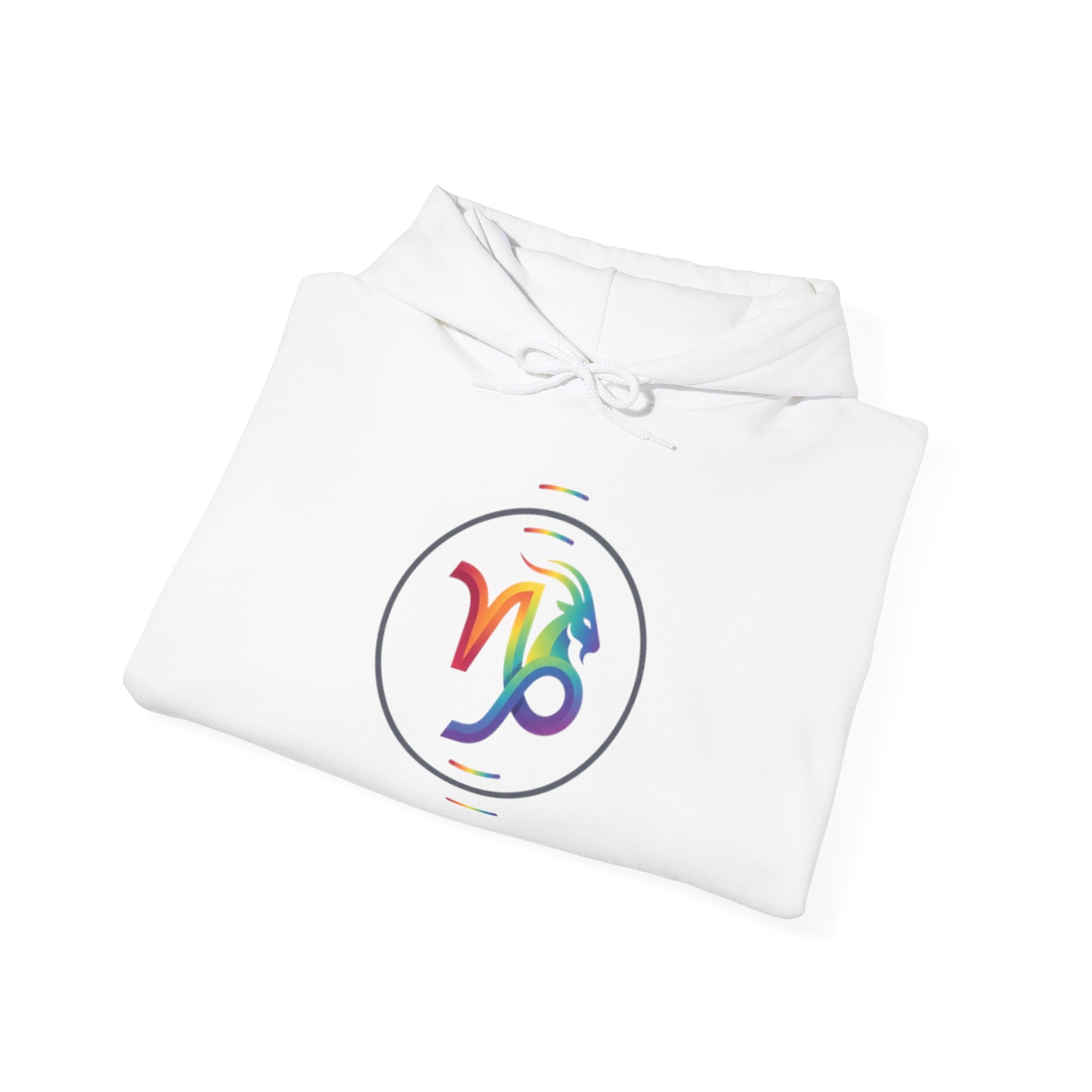 Capricorn Rainbow Zodiac Hoodie — Colorful Astrology Sweatshirt with Capricorn Symbol