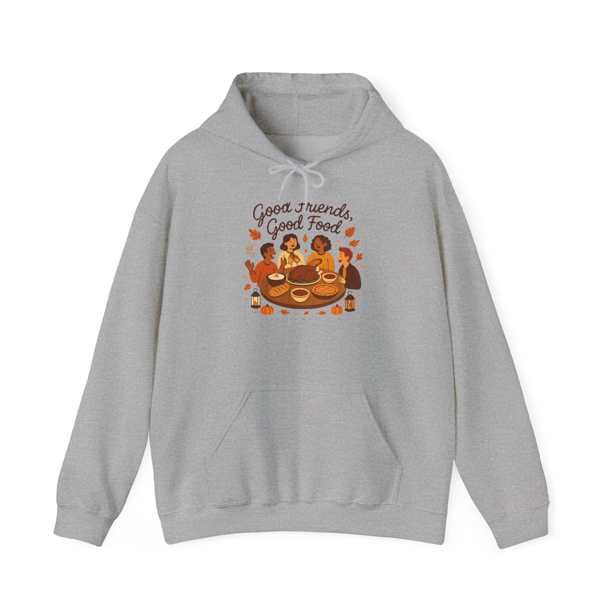 Good Friends Good Food hoodie | Group Dinner Illustration, Cozy Fall Sweatshirt