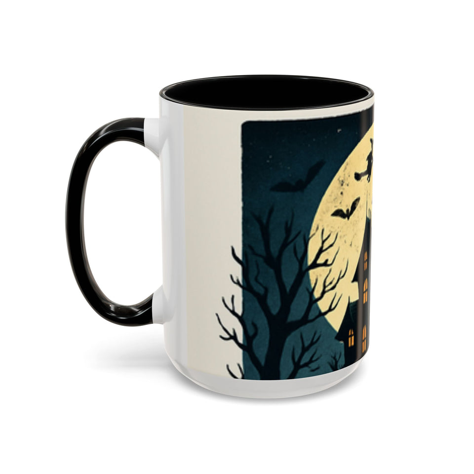 CartersLog Cozy October Fright Night Accent Coffee Mug – 11oz & 15oz Autumn Halloween Ceramic Cup