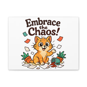 Embrace the Chaos! Cat Canvas Wall Art — Playful Orange Kitten Illustration