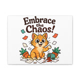 Embrace the Chaos! Cat Canvas Wall Art — Playful Orange Kitten Illustration