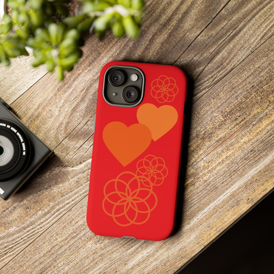 Stylish Phone Case with Floral Hearts Design, Tough Phone Cover, Unique Gift for Her, Trendy Accessories, Spring Vibe, Custom Cases