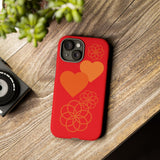 Stylish Phone Case with Floral Hearts Design, Tough Phone Cover, Unique Gift for Her, Trendy Accessories, Spring Vibe, Custom Cases