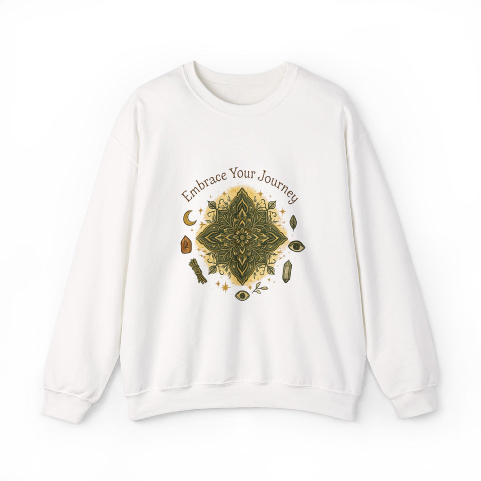 Embrace Your Journey Mandala Crewneck Sweatshirt | Boho Spiritual Meditation