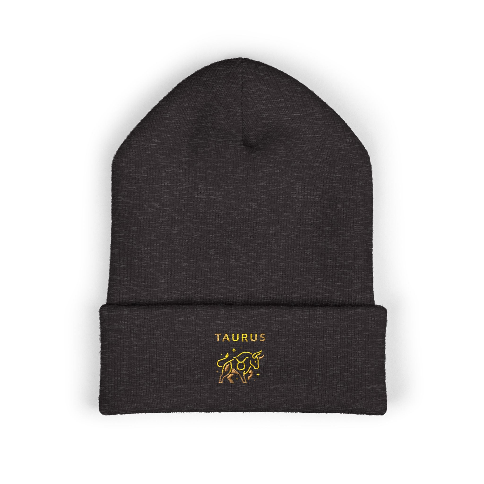 Embroidered Floral 'Taurus' Cuffed Beanie — Zodiac Winter Hat