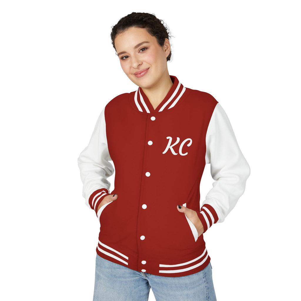 World Is Mine Graffiti Logo Letterman Jacket | KC Chest Monogram