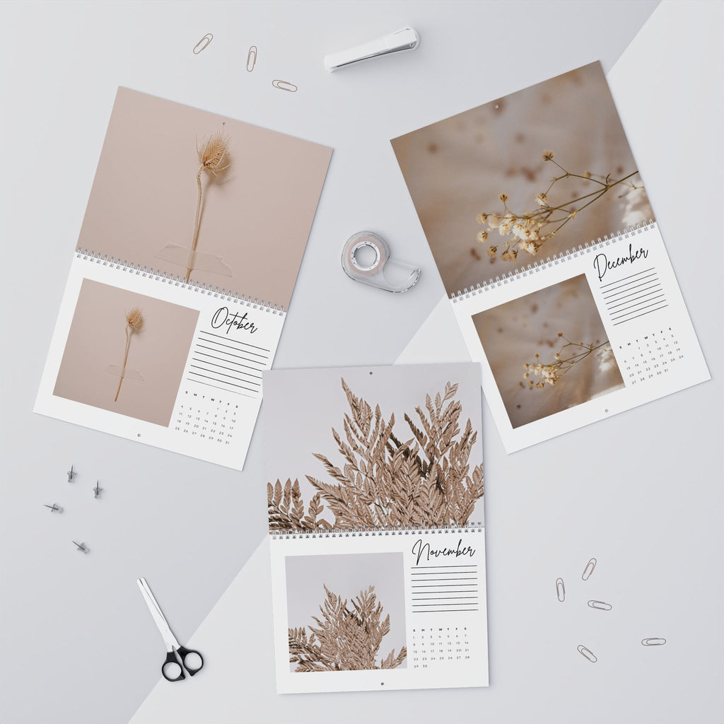 Neutral Leaf Art Wall Calendar | Monthly Planner Calendar