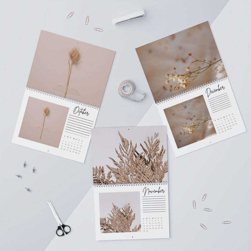Neutral Leaf Art Wall Calendar | Monthly Planner Calendar