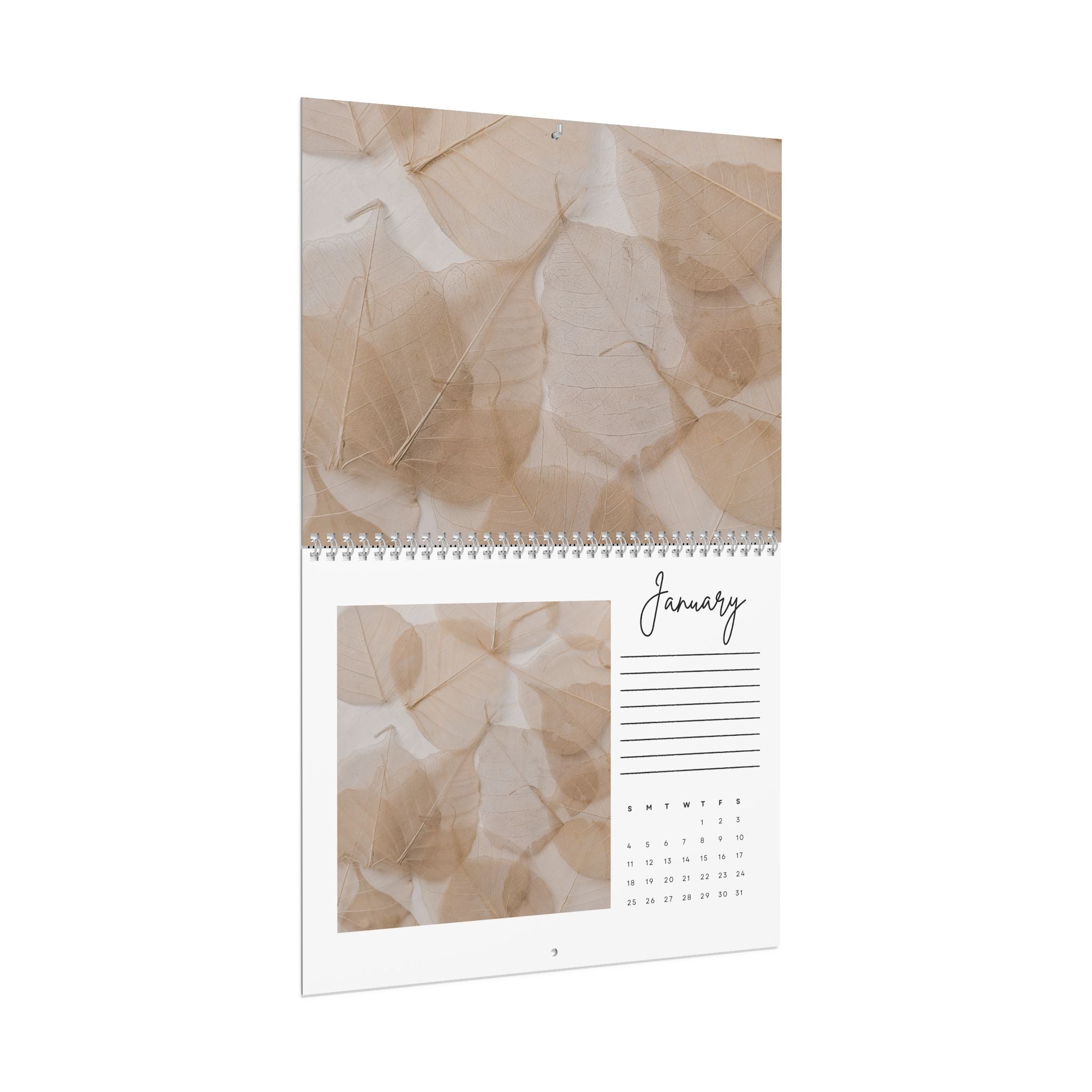 Neutral Leaf Art Wall Calendar | Monthly Planner Calendar