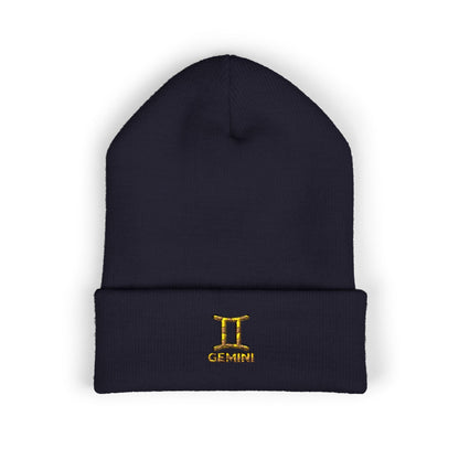 Embroidered Gemini Zodiac Cuffed Beanie