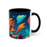 CartersLog Happy Fox Space Adventure Accent Coffee Mug – 11oz & 15oz Cute Cosmic Design