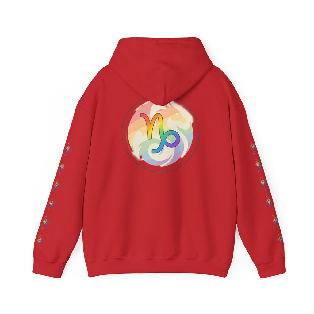 Capricorn Rainbow Zodiac Hoodie — Colorful Astrology Sweatshirt with Capricorn Symbol