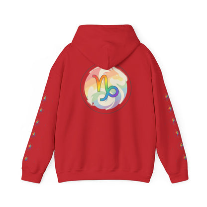 Capricorn Rainbow Zodiac Hoodie — Colorful Astrology Sweatshirt with Capricorn Symbol