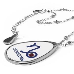 Capricorn January Oval Necklace | Zodiac Teardrop Pendant | Birth Month Jewelry