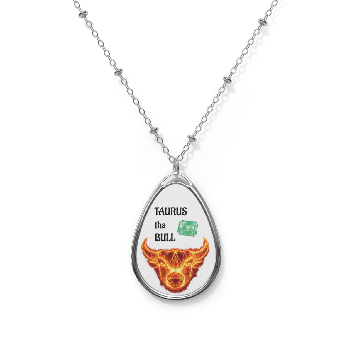 Taurus the Bull Zodiac Oval Necklace