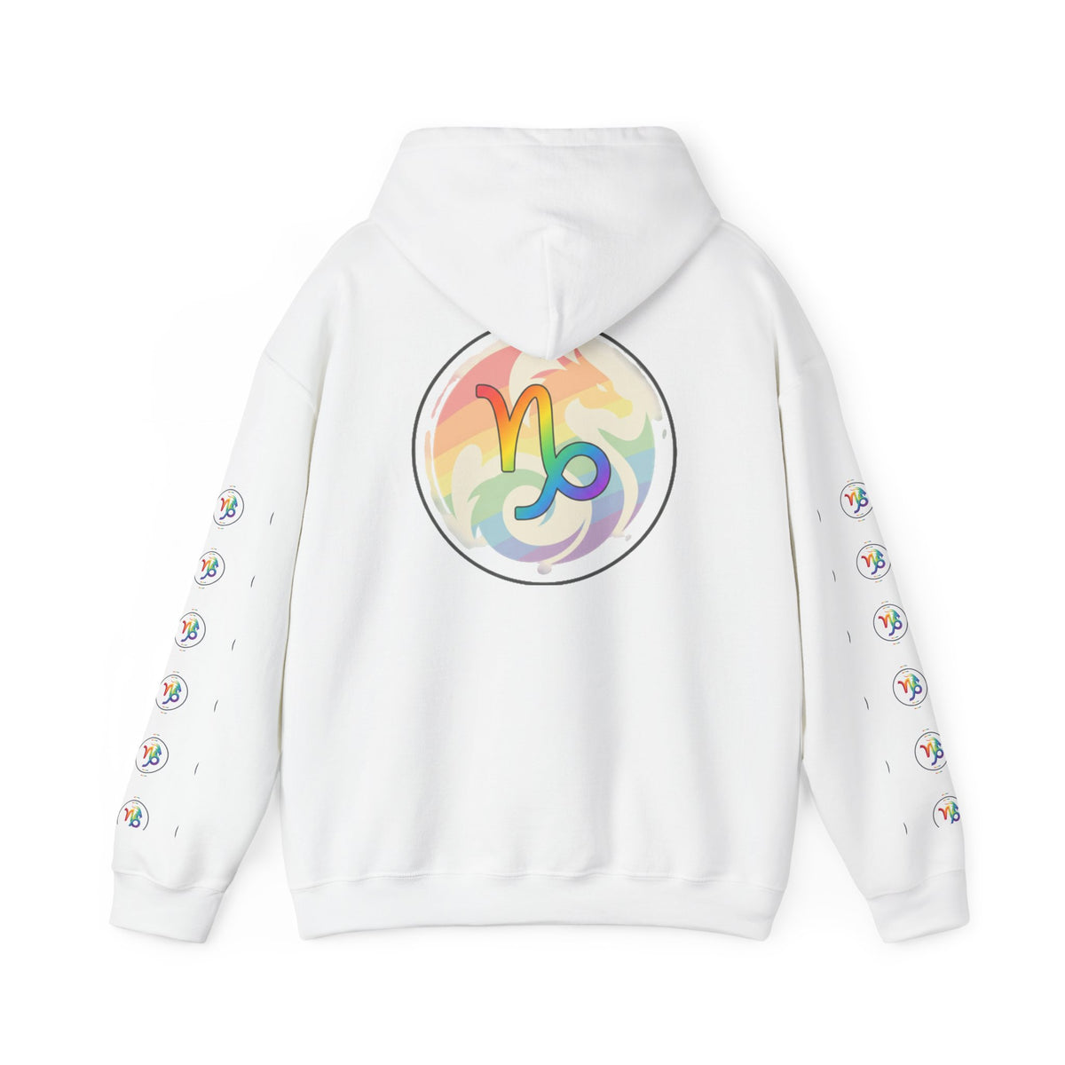 Capricorn Rainbow Zodiac Hoodie — Colorful Astrology Sweatshirt with Capricorn Symbol