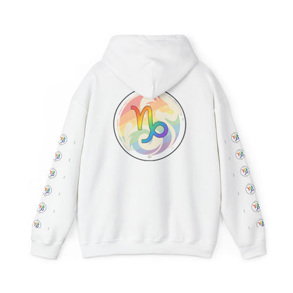 Capricorn Rainbow Zodiac Hoodie — Colorful Astrology Sweatshirt with Capricorn Symbol