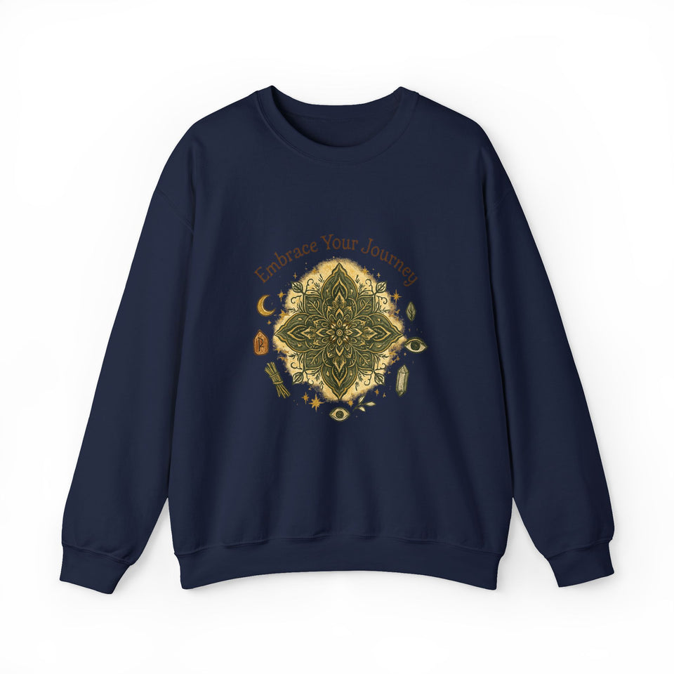 Embrace Your Journey Mandala Crewneck Sweatshirt | Boho Spiritual Meditation