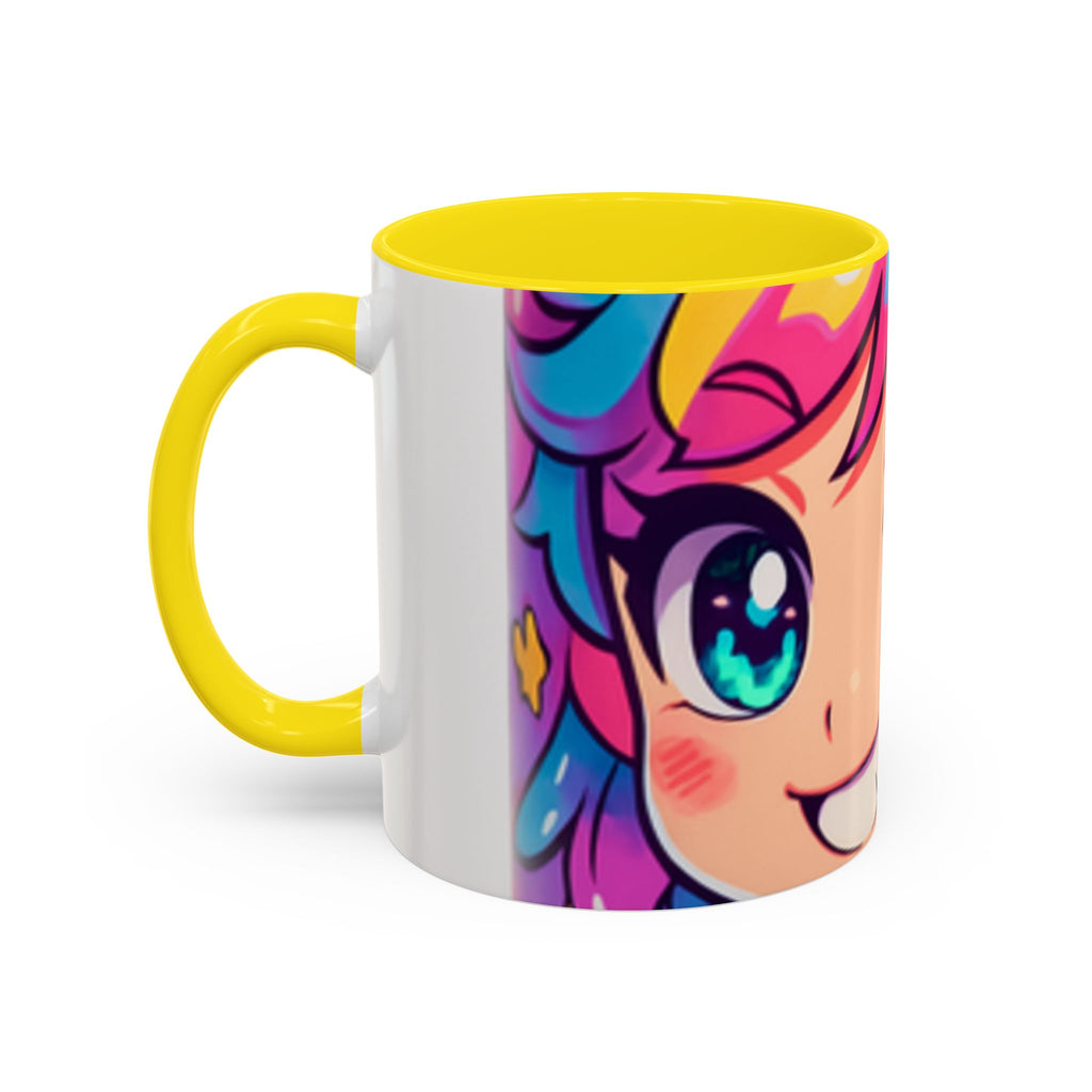 Vibrant Anime Inspired Coffee Mug, Cute Cat Lover Gift, Fun Kitchen Accessory, Bright Accent Mug for Daily Use, Whimsical Drinkware