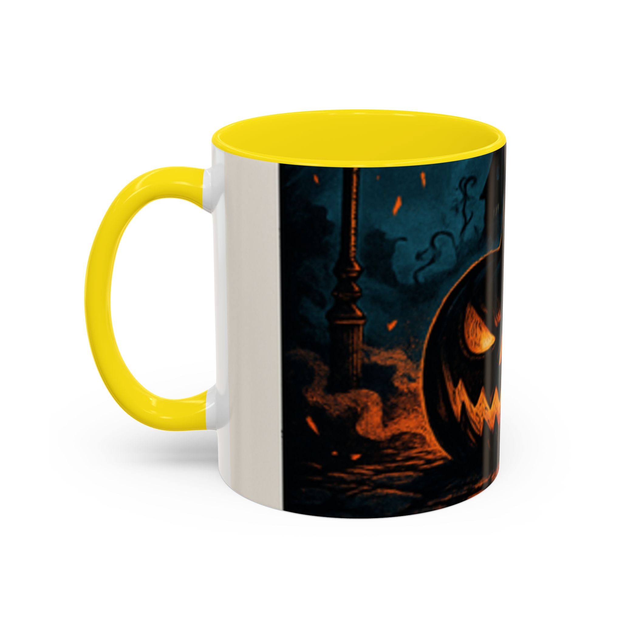 Spooky Pumpkin Coffee Accent Mug — Autumn Vibes Ceramic Coffee Cup (11/15 oz)