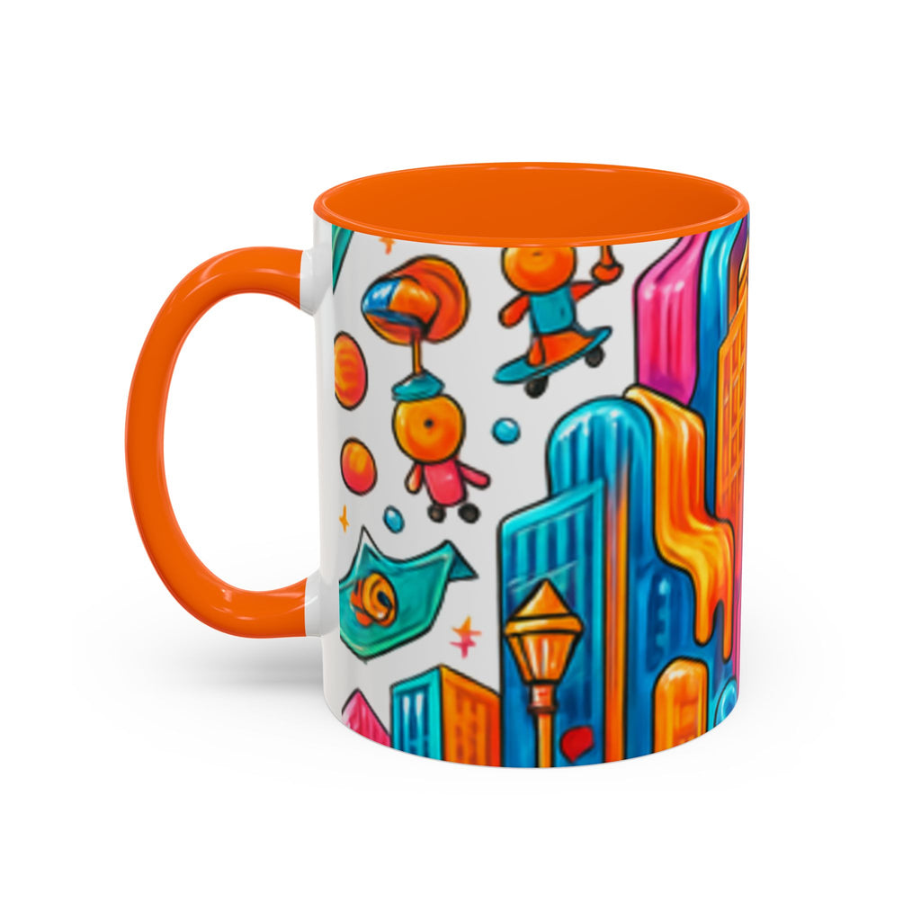 Colorful Cosmic Design Accent Coffee Mug | Cute Modern Cosmic Art