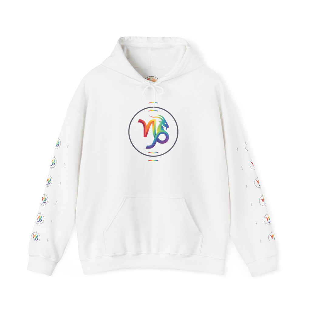 Capricorn Rainbow Zodiac Hoodie — Colorful Astrology Sweatshirt with Capricorn Symbol