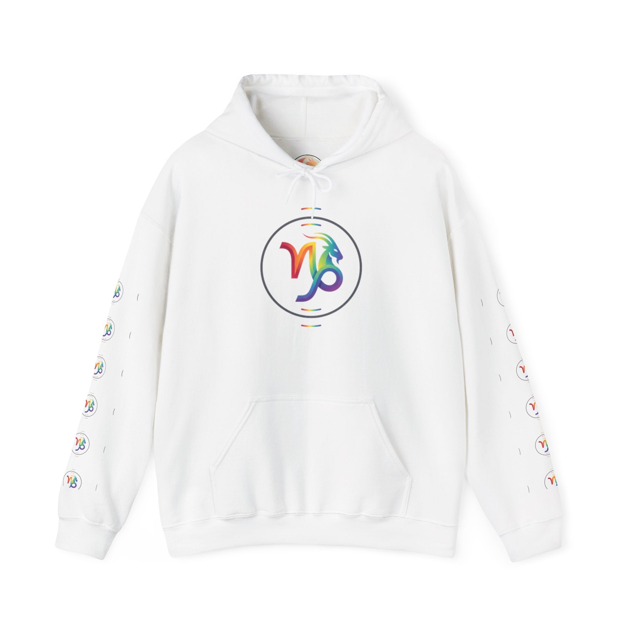 Capricorn Rainbow Zodiac Hoodie — Colorful Astrology Sweatshirt with Capricorn Symbol
