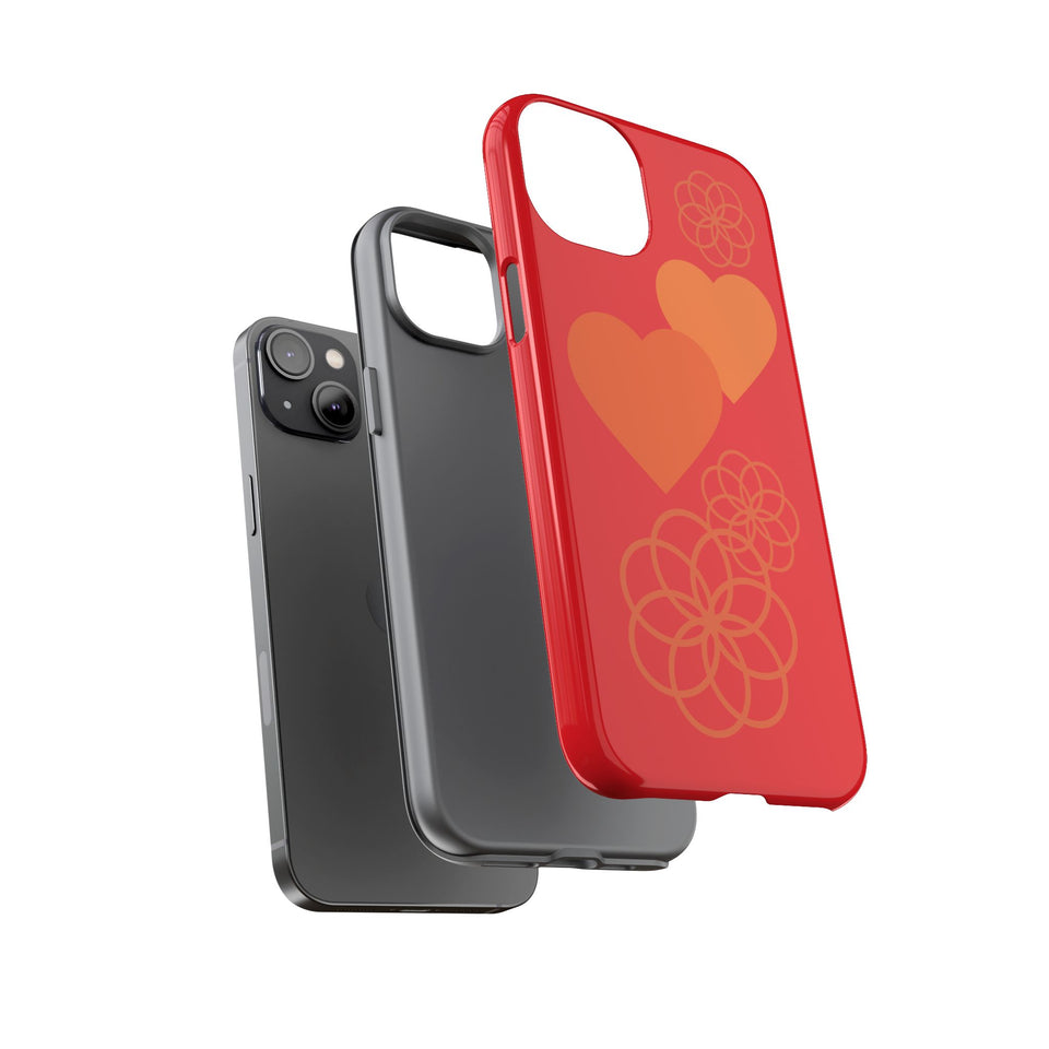 Stylish Phone Case with Floral Hearts Design, Tough Phone Cover, Unique Gift for Her, Trendy Accessories, Spring Vibe, Custom Cases