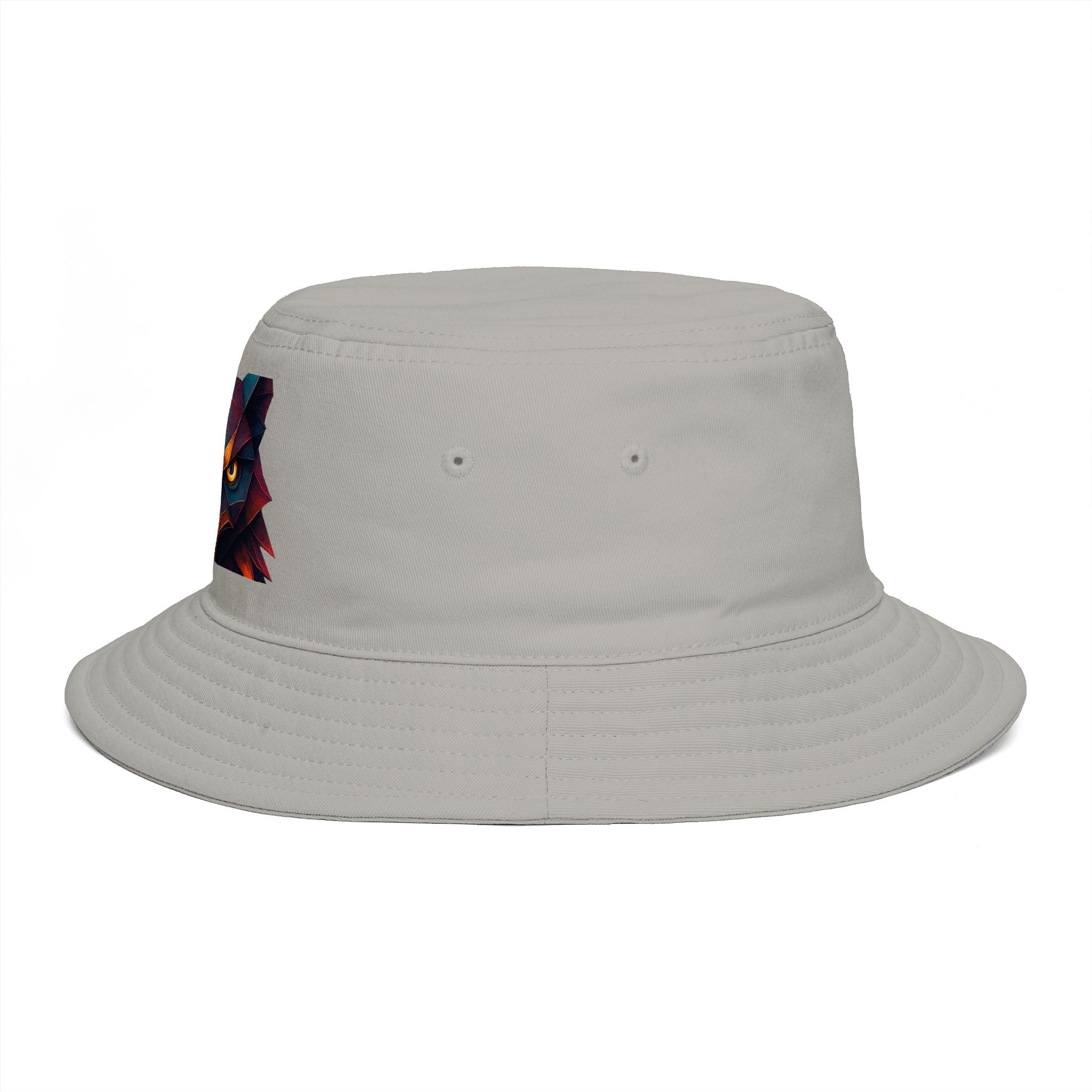 Tribal Geometric Owl Bucket Hat — Colorful Mountain Owl Face Print