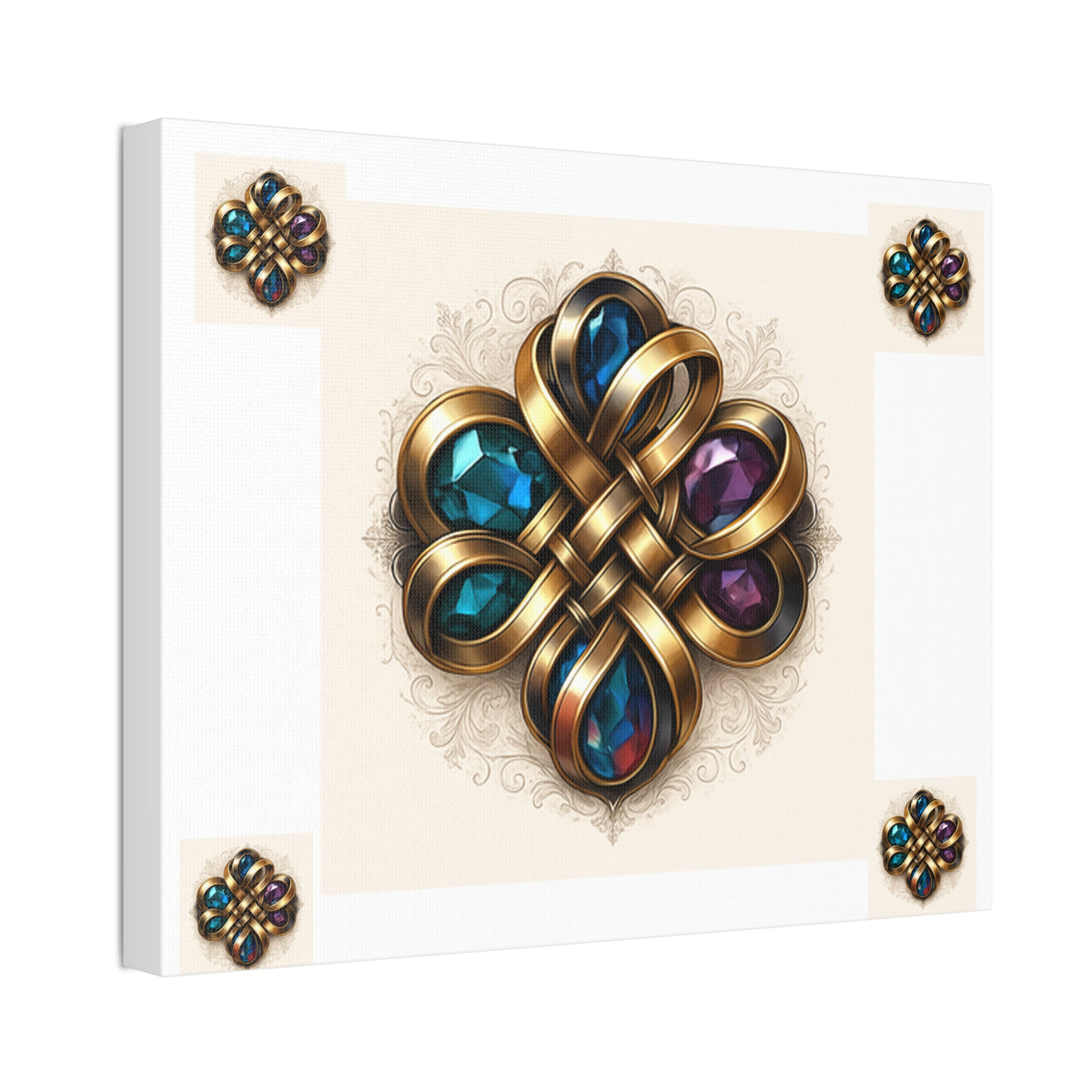 Canvas Wall Art, Elegant Gemstone Knot Design, Home Decor, Unique Gift, Art Print, Wall Hanging, Apartment Decor