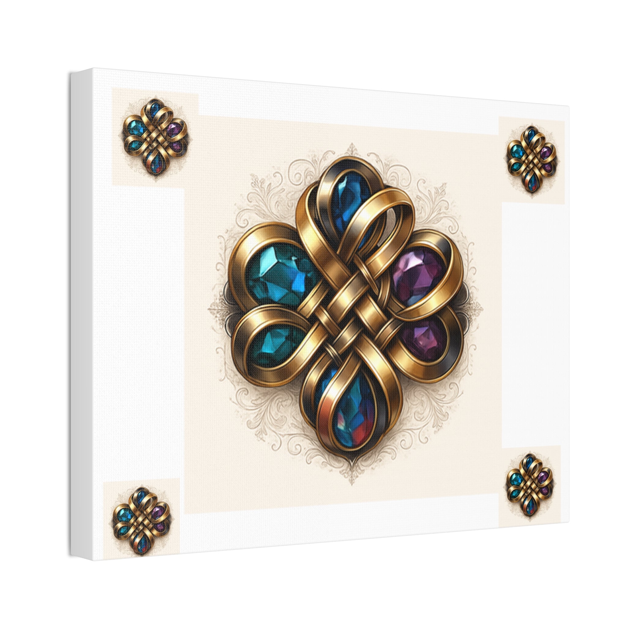 Canvas Wall Art, Elegant Gemstone Knot Design, Home Decor, Unique Gift, Art Print, Wall Hanging, Apartment Decor