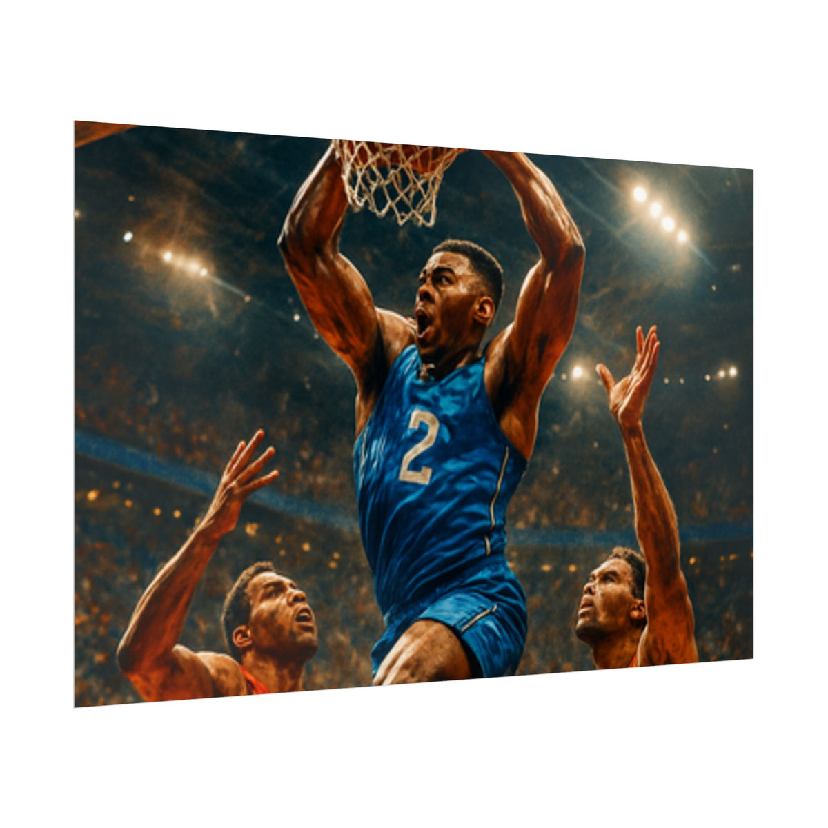 Poster Print, Dynamic Basketball Art Decor for Gamer Gift, Man Cave, Athletic Office, Sports Wall Art