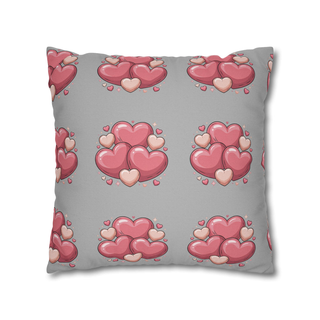 Heart Cluster Pillowcase — Cute Pink Valentine Decorative Throw Pillow