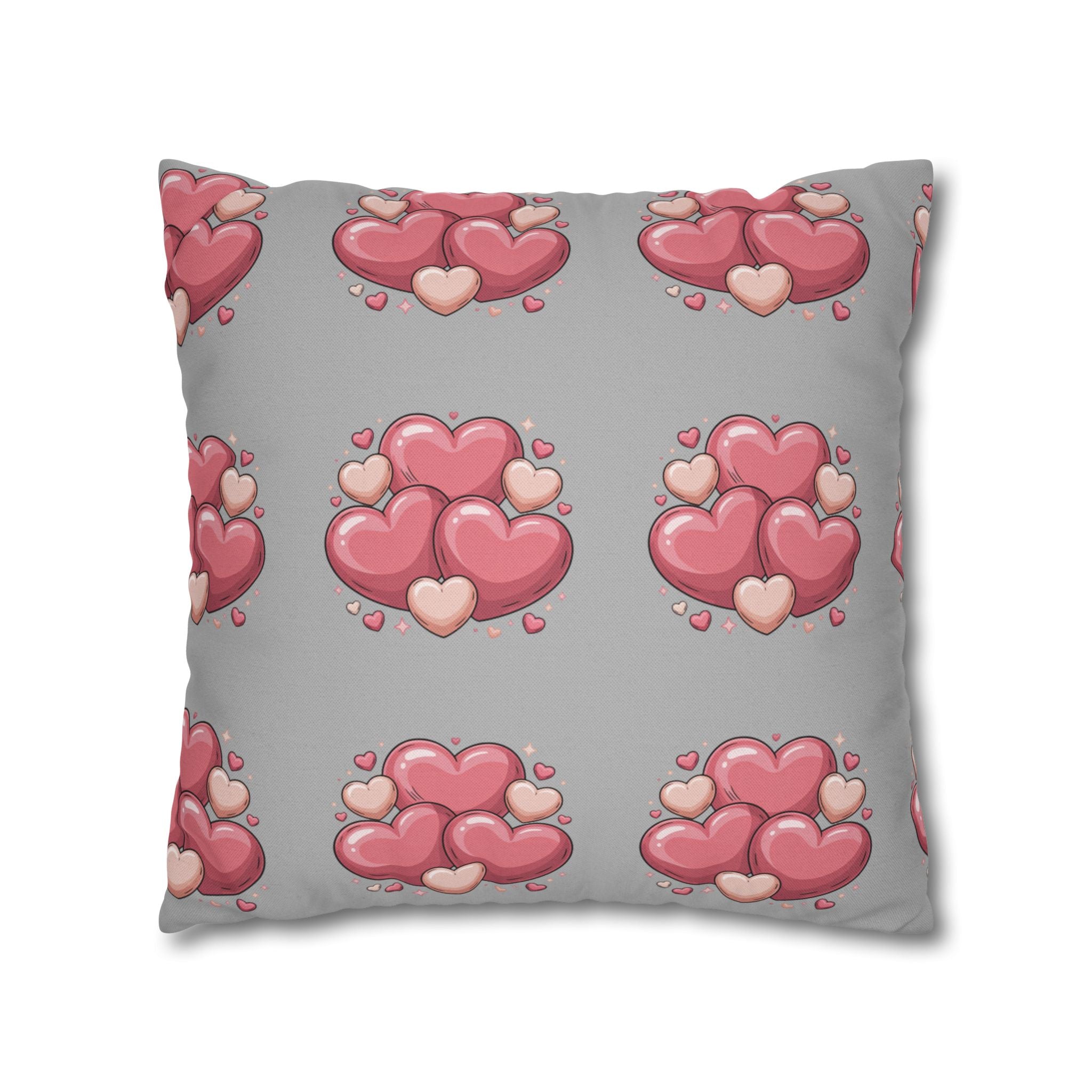 Heart Cluster Pillowcase — Cute Pink Valentine Decorative Throw Pillow