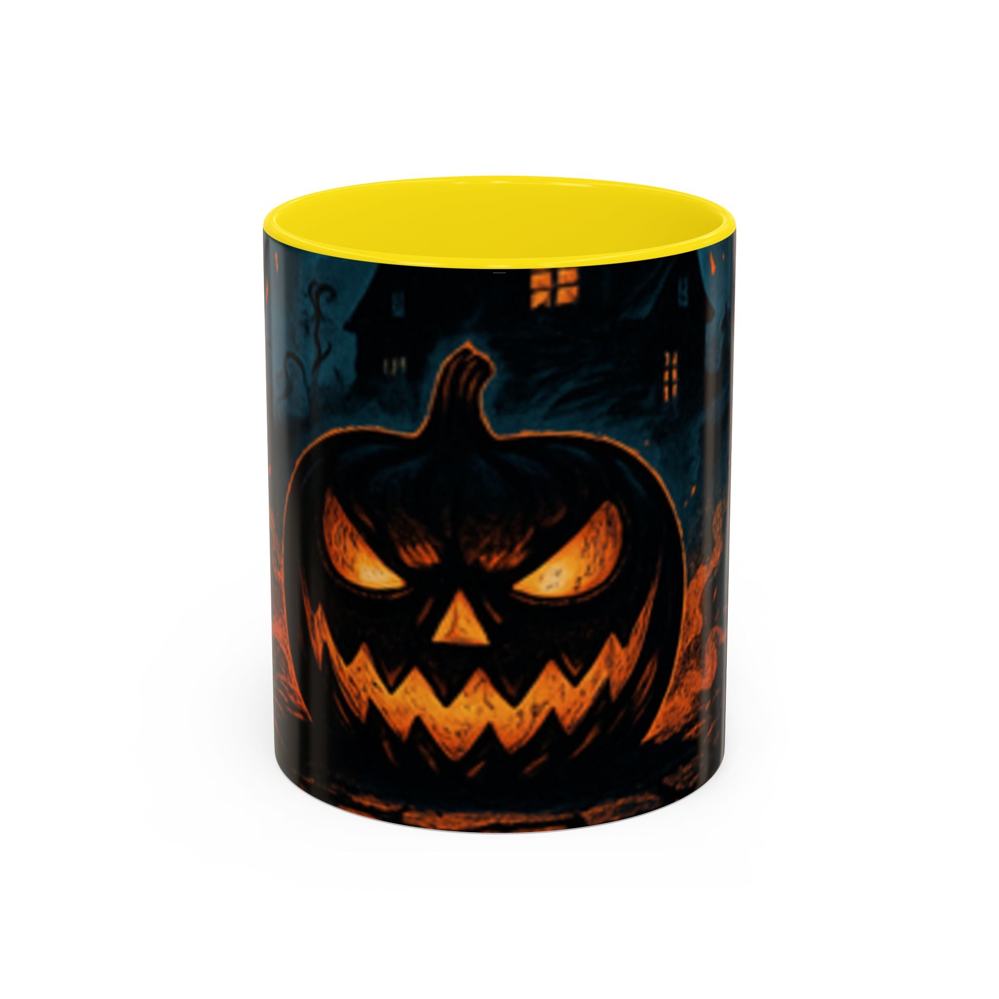Spooky Pumpkin Coffee Accent Mug — Autumn Vibes Ceramic Coffee Cup (11/15 oz)