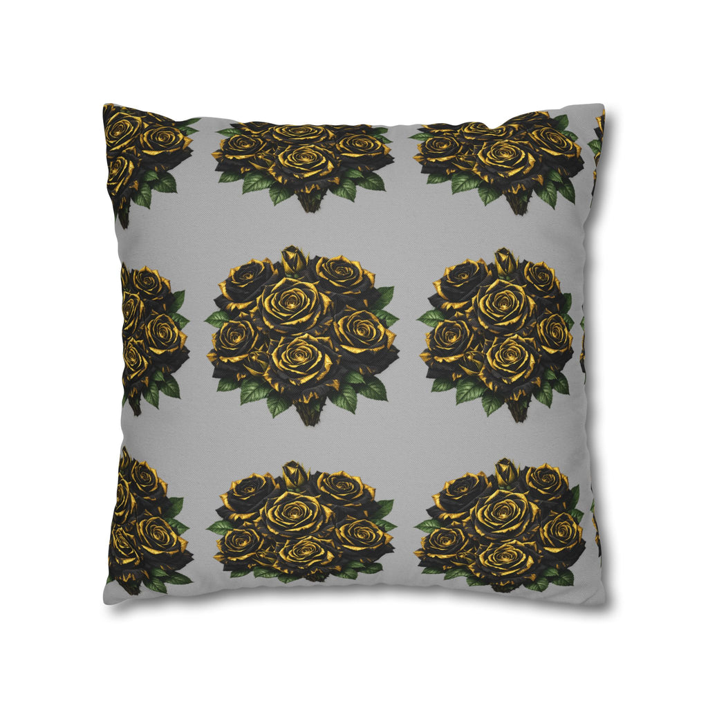 Red Rose Pattern Pillowcase — Floral Square Decorative Throw Pillow