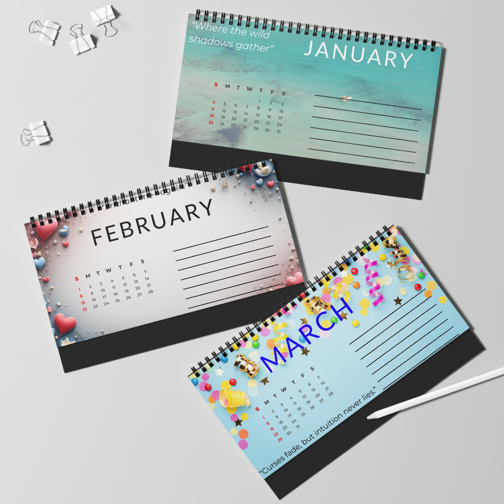 2026 Resolutions Desktop Calendar, Personalized Desk Planner | Office Agenda