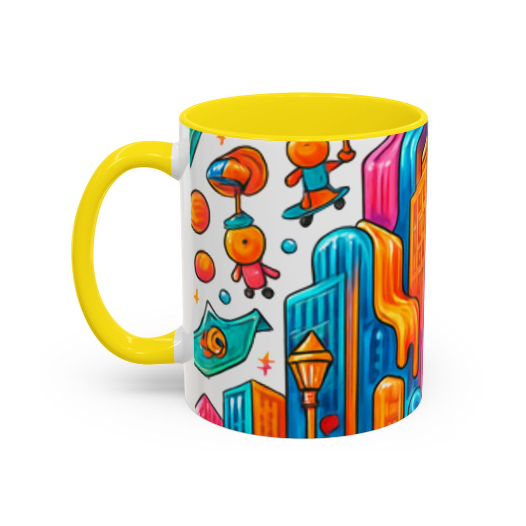 Colorful Cosmic Design Accent Coffee Mug | Cute Modern Cosmic Art