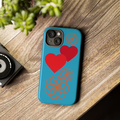 Stylish Phone Case with Floral Hearts Design, Tough Phone Cover, Unique Gift for Her, Trendy Accessories, Spring Vibe, Custom Cases