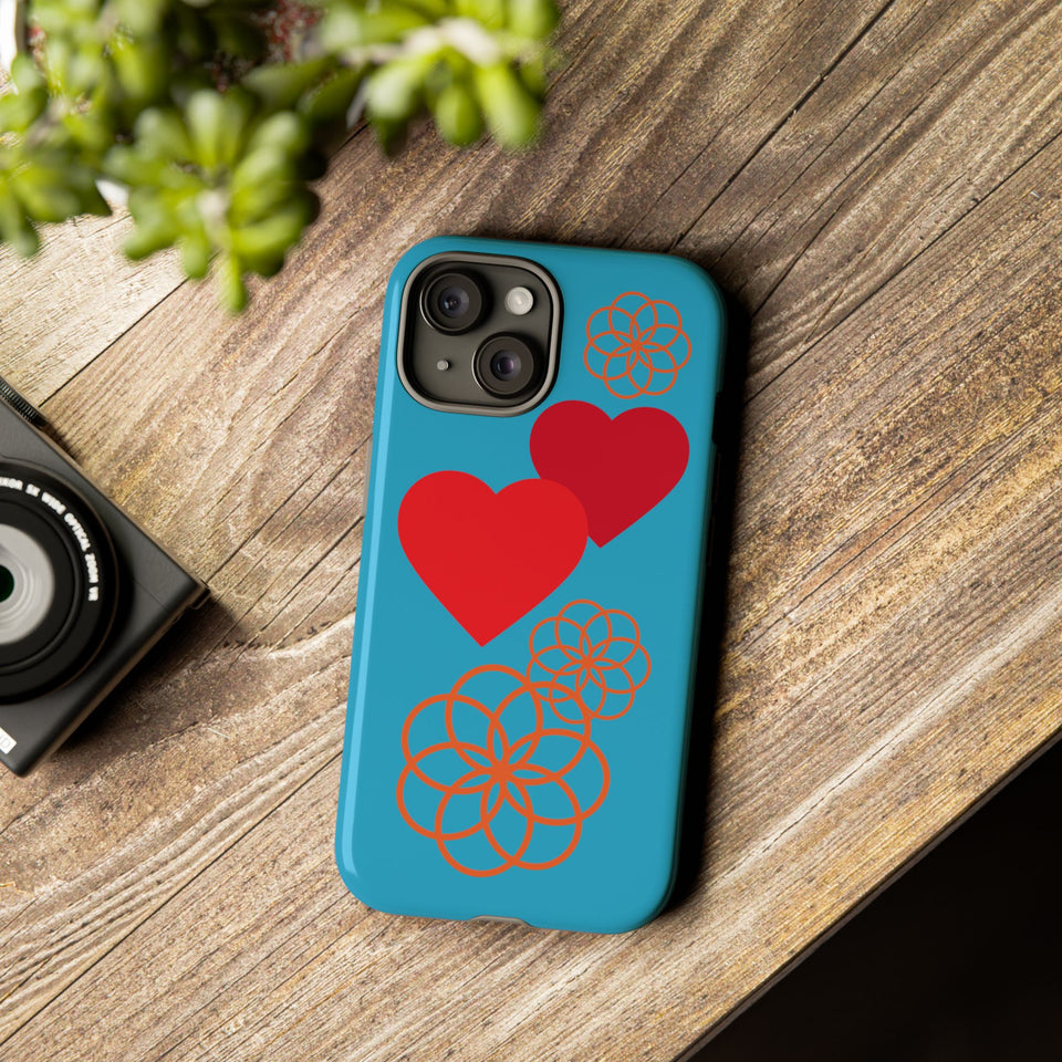 Stylish Phone Case with Floral Hearts Design, Tough Phone Cover, Unique Gift for Her, Trendy Accessories, Spring Vibe, Custom Cases