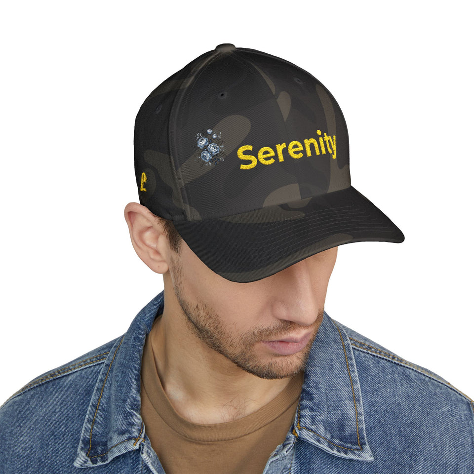 Embroidered floral baseball cap with Serenity lettering