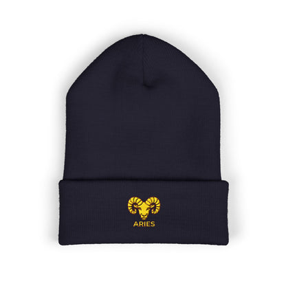 Aries Zodiac Embroidered Cuffed Beanie