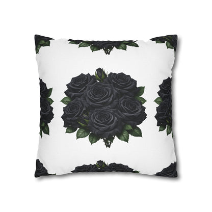Red Rose Pattern Pillowcase — Floral Square Decorative Throw Pillow