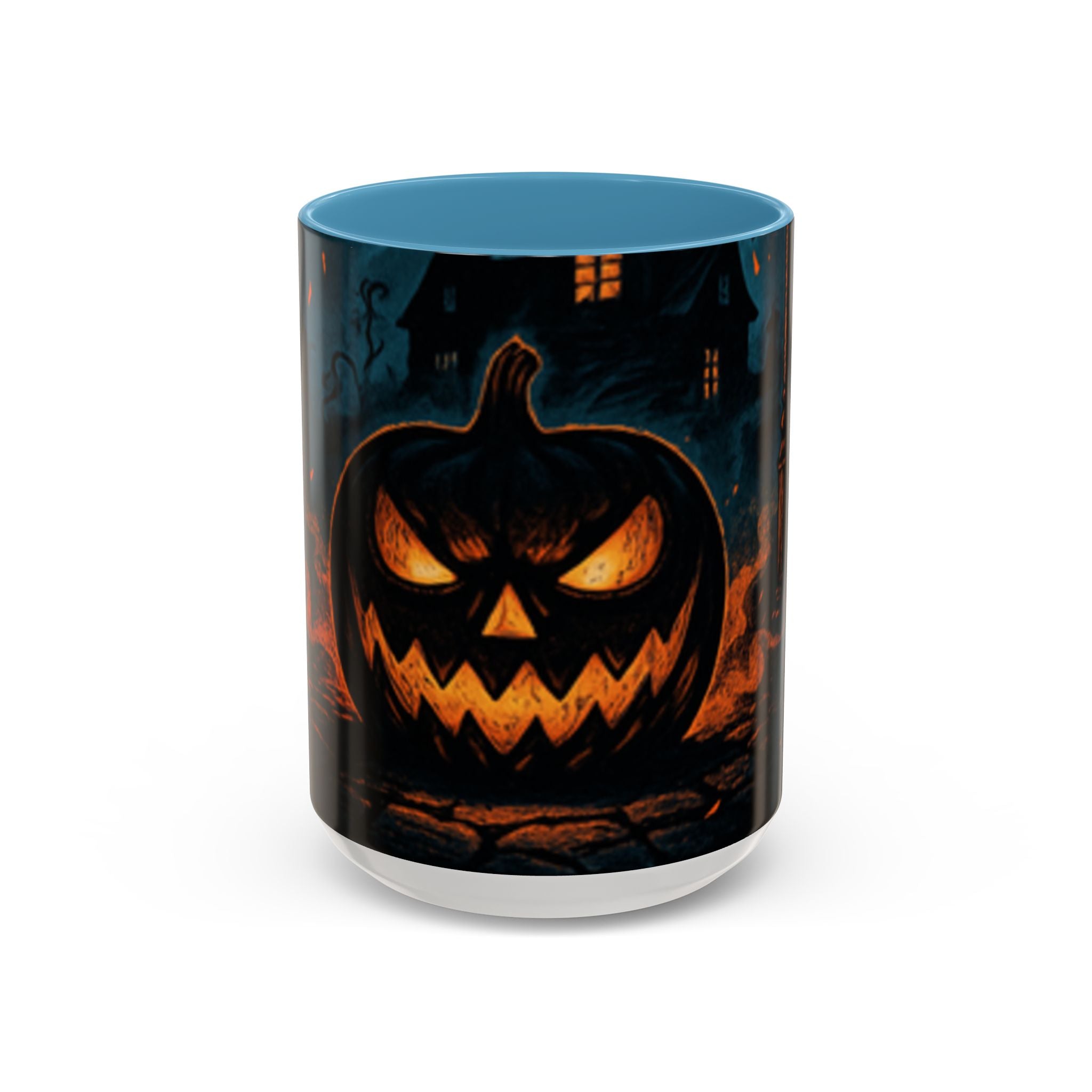 Spooky Pumpkin Coffee Accent Mug — Autumn Vibes Ceramic Coffee Cup (11/15 oz)