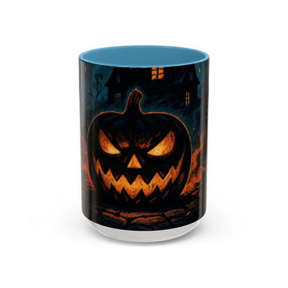 Spooky Pumpkin Coffee Accent Mug — Autumn Vibes Ceramic Coffee Cup (11/15 oz)